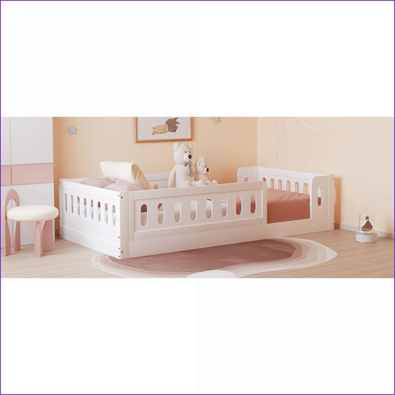 Base de lit plateforme simple en bois de pin massif - aucun sommier requis, blanc, Blanc