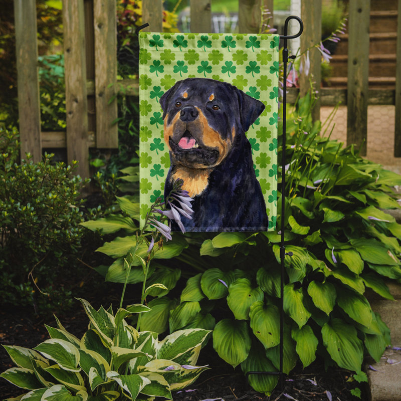 Drapeau de jardin à 2 côtés st. patrick day trèfle, Rottweiler