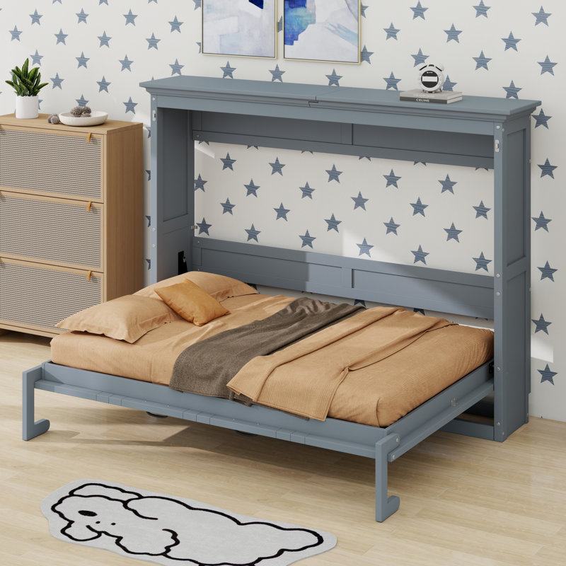 Lit escamotable multifonctionnel pour espaces restreints, Gris