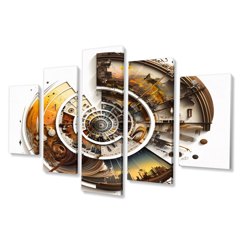 Caclulation The Universe Vintage Spiral Art V - Décoration murale spirales abstraites - 5 panneaux