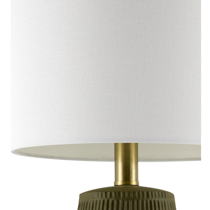 Ashyra Resin Table Lamp, Dark Green, White