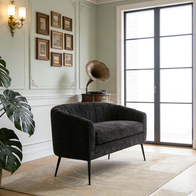 Canapé d'appoint 50,5 po en chenille, Noir