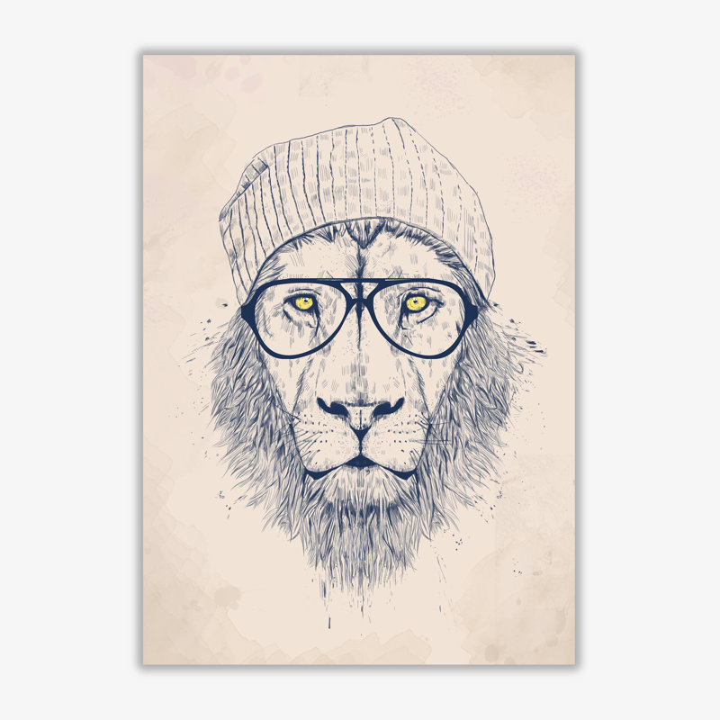 Cool Hipster Lion by Mercedes Lopes Charro - Print, No Frame, 42 cm H x 29.7 cm W x 1 cm D