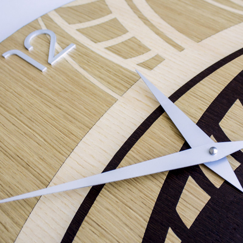 Dolcevita Wall Clock, 40cm H x 40cm W x 3cm D, Oak/Dark Grey/Beige