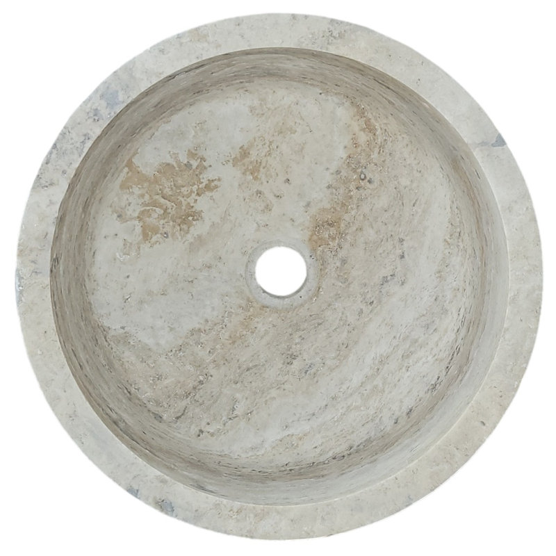 TashMart 16'' Gray Stone Circular Bathroom Sink, Honed