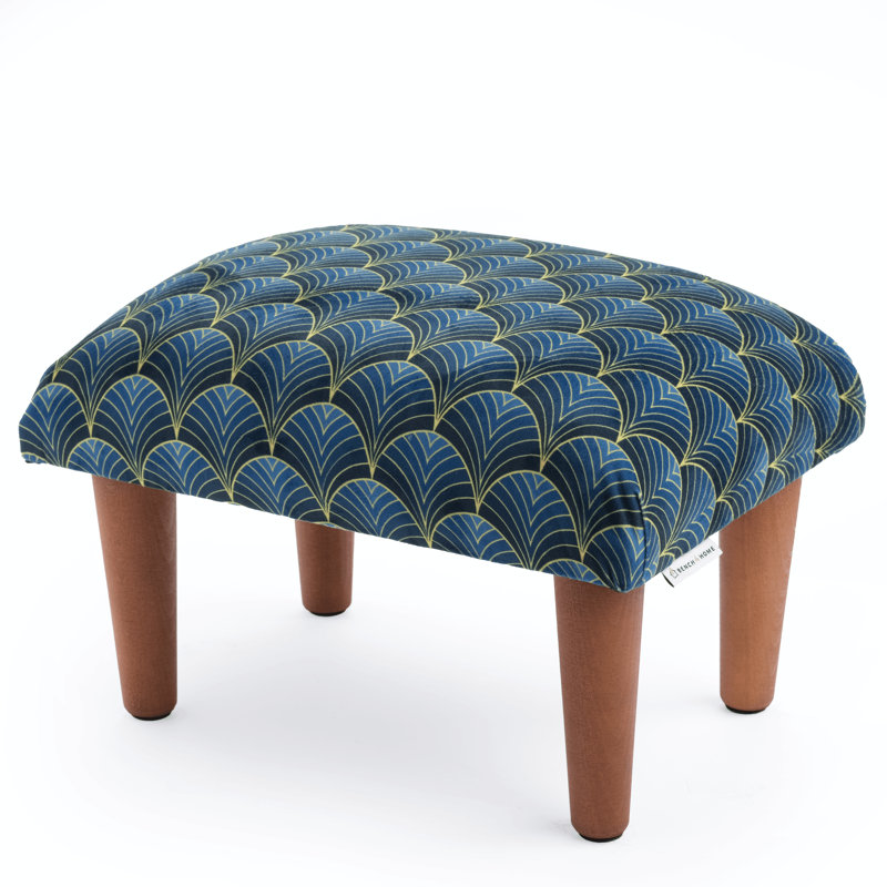 38cm Wide Velvet Rectangle Geometric Footstool Ottoman
