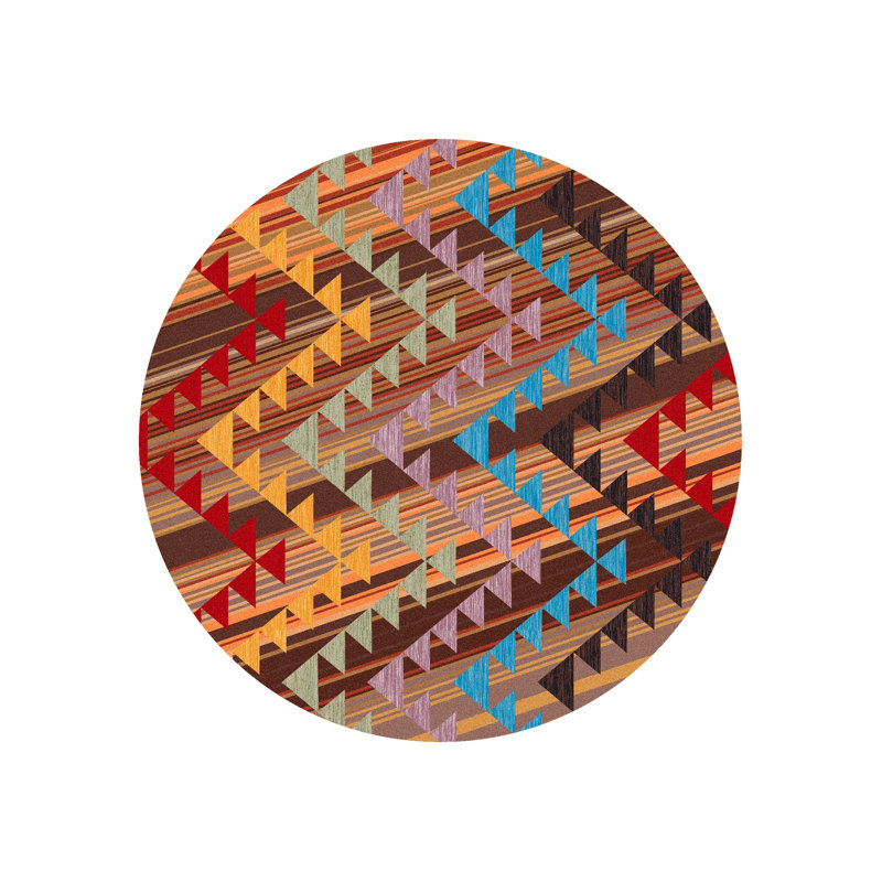 Tapis jaune tissé à la machine Marvale, Rond 8 pi