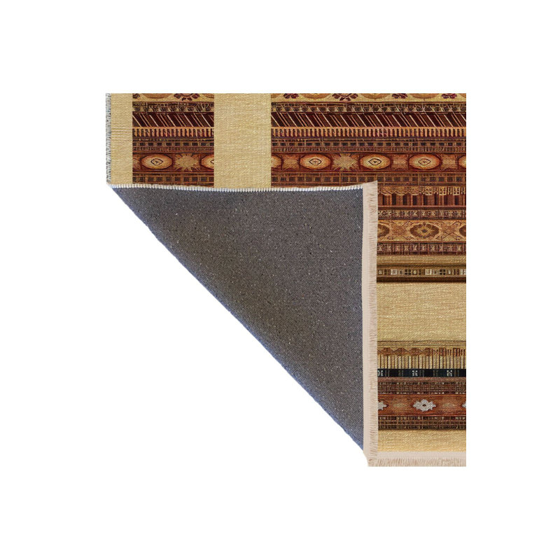 Tapis beige multicolore à motif rayé multicolore, Rectangle 2 pi 6 po x 4 pi 11 po
