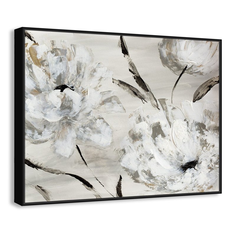 «Misty Morning Blooms», impression sur toile par Katrina Craven, H 37,5 po x l 49,5 po x P 2 po, Noir