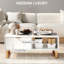 HOMCOM Marble-Effect Coffee Table with Storage, Drawer, Fluted Door-621835040