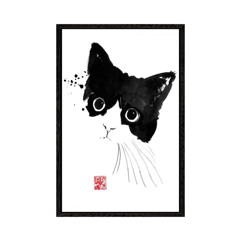 Impish Cat by Péchane - Painting on Canvas, Black Framed, 66.04 cm H x 45.72 cm W