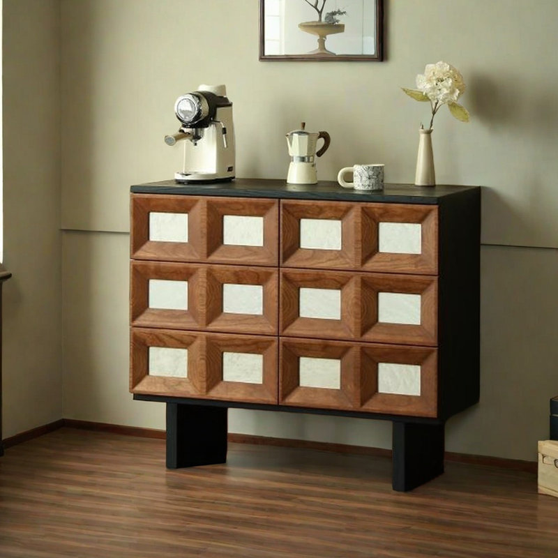Commode moderne moderne à six tiroirs rétro