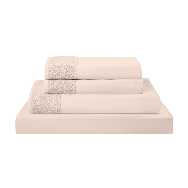 Ensemble de draps en microfibre 4 pièces Modern, Ensemble de draps pour grand lit + un drap-housse , Rougir