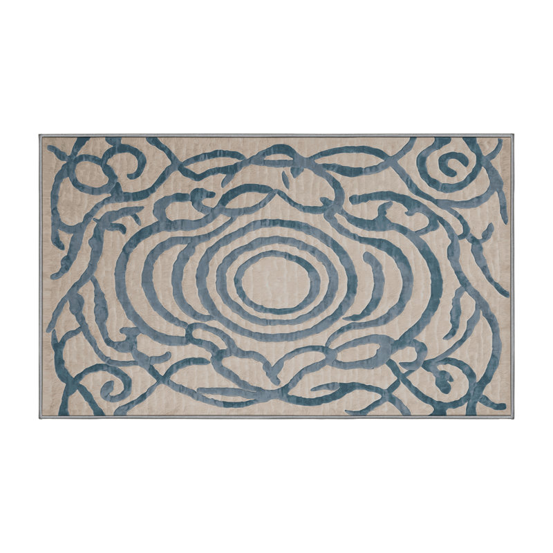Machine Washable Gray Area Rug, Rectangle 7' x 9'