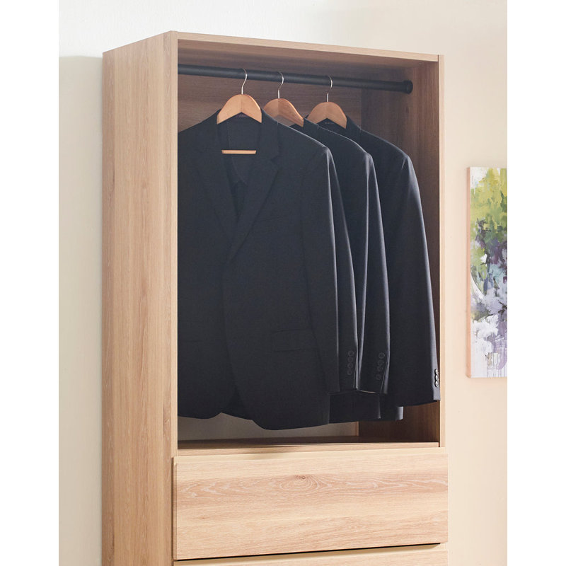 Garde-robe en bois avec quatre tiroirs Kalinikos, Chêne