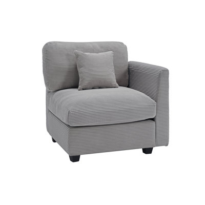 Zayva Corduroy Fabric Right Armrest Seat Module Side Chair For Modular Sectional Sofa