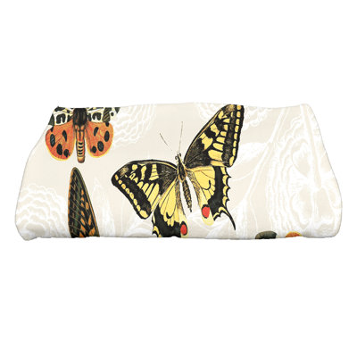 Antique Butterflies and Flowers Wildlife Bath Towel