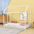 Twin Metal House Bed With Fence-Style Guardrails-2092570744