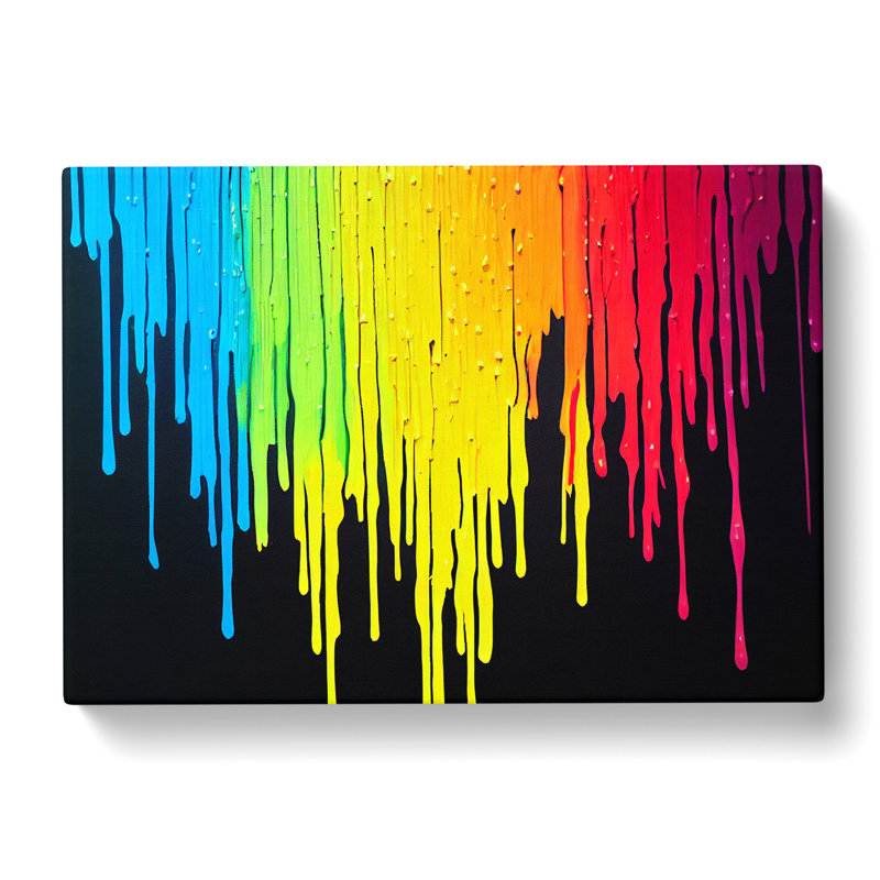 Dripping Rainbow Abstract - Wrapped Canvas, 35cm H x 50cm W x 3cm D