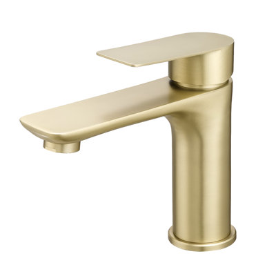 Robinets de lavabo de salle de bain anti-éclaboussures, meuble-lavabo moderne en acier brossé or