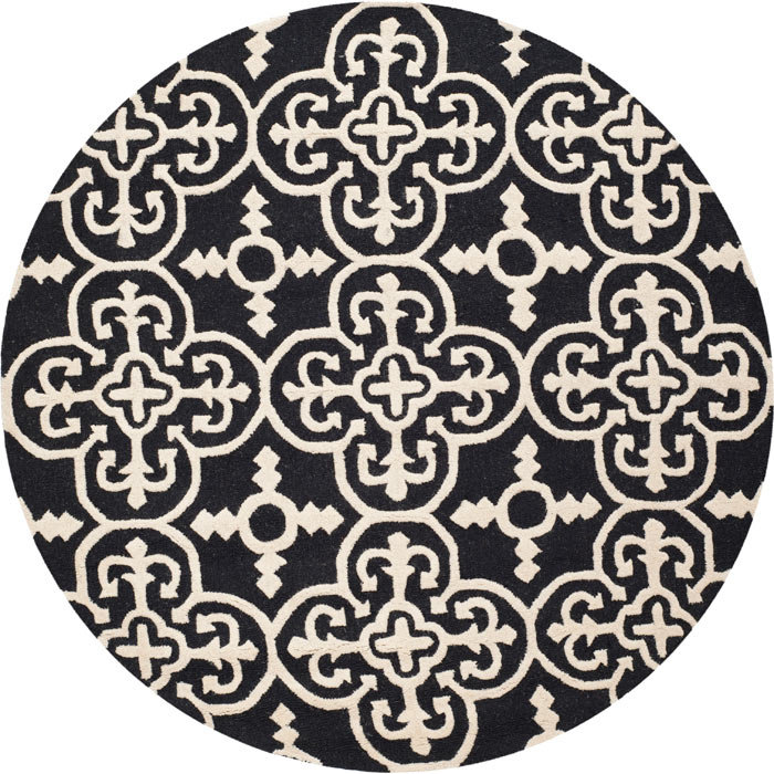 Brunswick Hand Tufted Wool Geometric Rug, Round 4'
