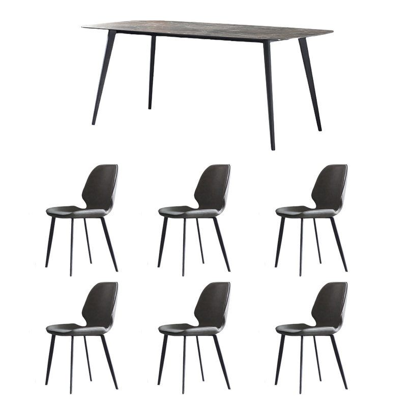Ensemble de table de salle à manger et chaises texturées, H 29,52 po x L 55,11 po x l 31,49 po