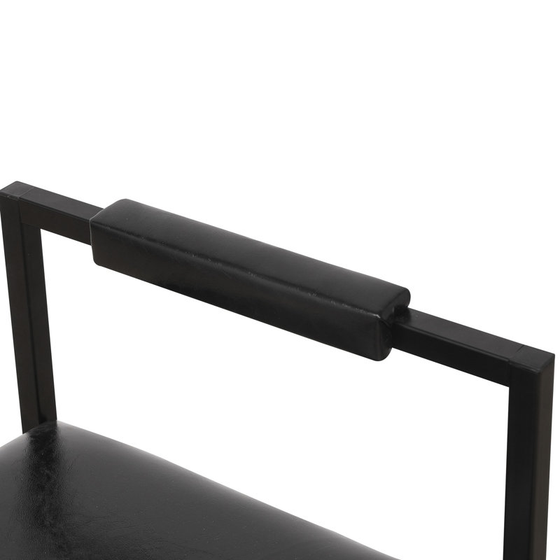 Ensemble de 2 tabourets de bar avec dossier et 2 chaises de bar rembourrées en cuir de polyuréthane avec repose-pieds, Noir