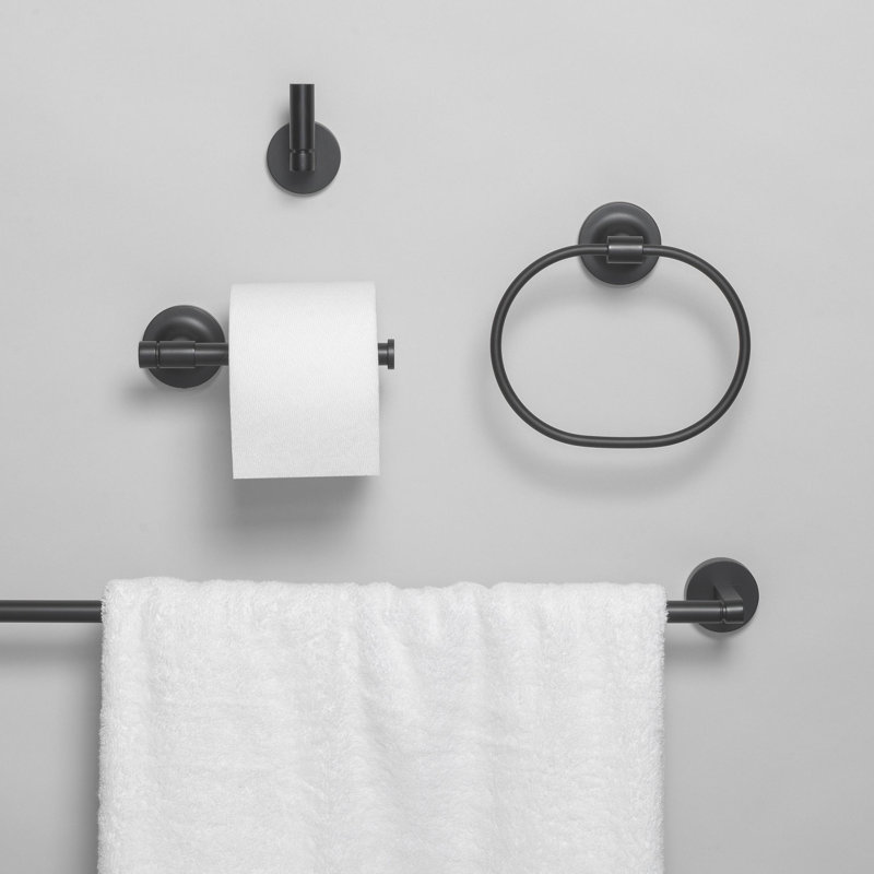 GlideRite Avalon Collection 4-Piece Bathroom Hardware Set, Matte Black