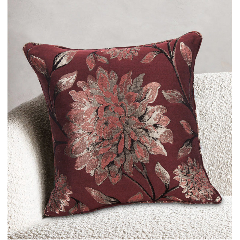Christoval Floral Square Cushion, Red