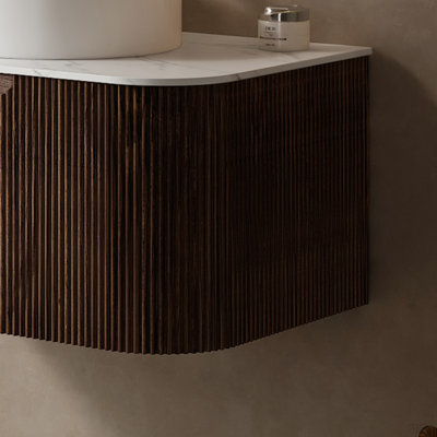 Wall Mounted Cabinet With Carrara White Sintered Stone Countertop, One Drawer, NO Basin, NO Faucet And Drain