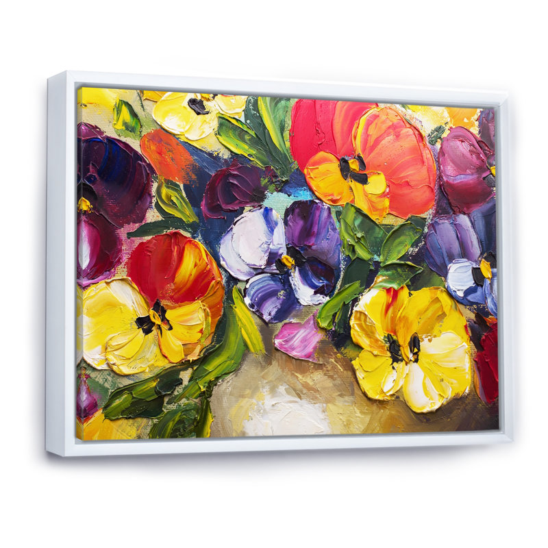 Fleurs rétro II - reproduction d'art sur toile, H 8 po x l 12 po x P 1 po, Cadre flottant blanc