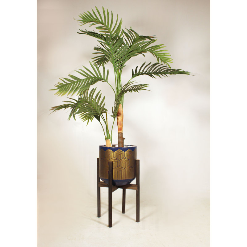 Pot à fleurs en argile Carlock, Golden Dark Blue/Ebony