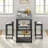 Ligon 3-Piece Kitchen Bar Table Set with Faux Marble Top, Storage Shelves & PU Leather Stools — Small Space Dining Set-2118718262