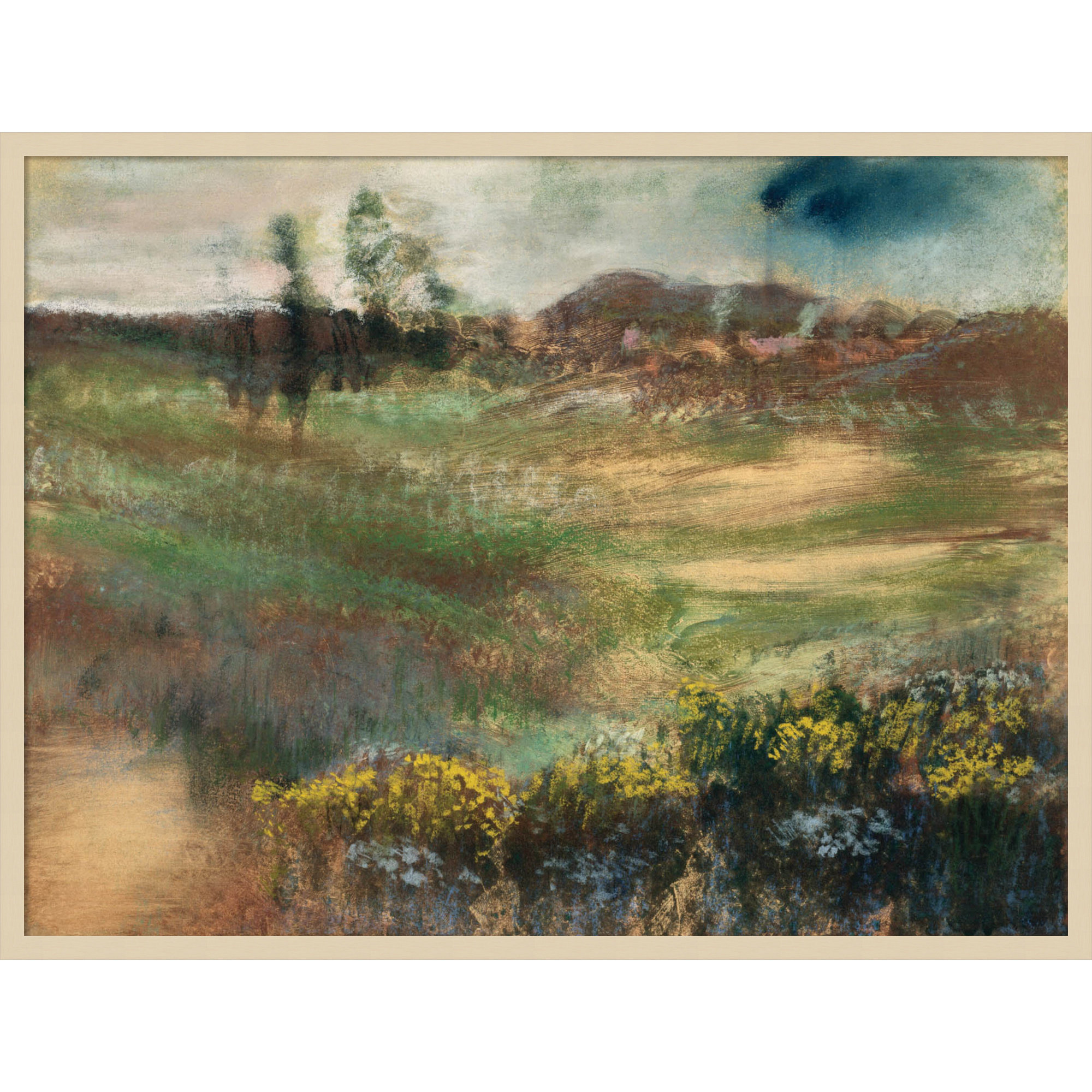 Edgar Degas's Landscape With Smokestacks 1890 by The Art Institute Of Chicago, Brown Framed, 31" H x 41" W