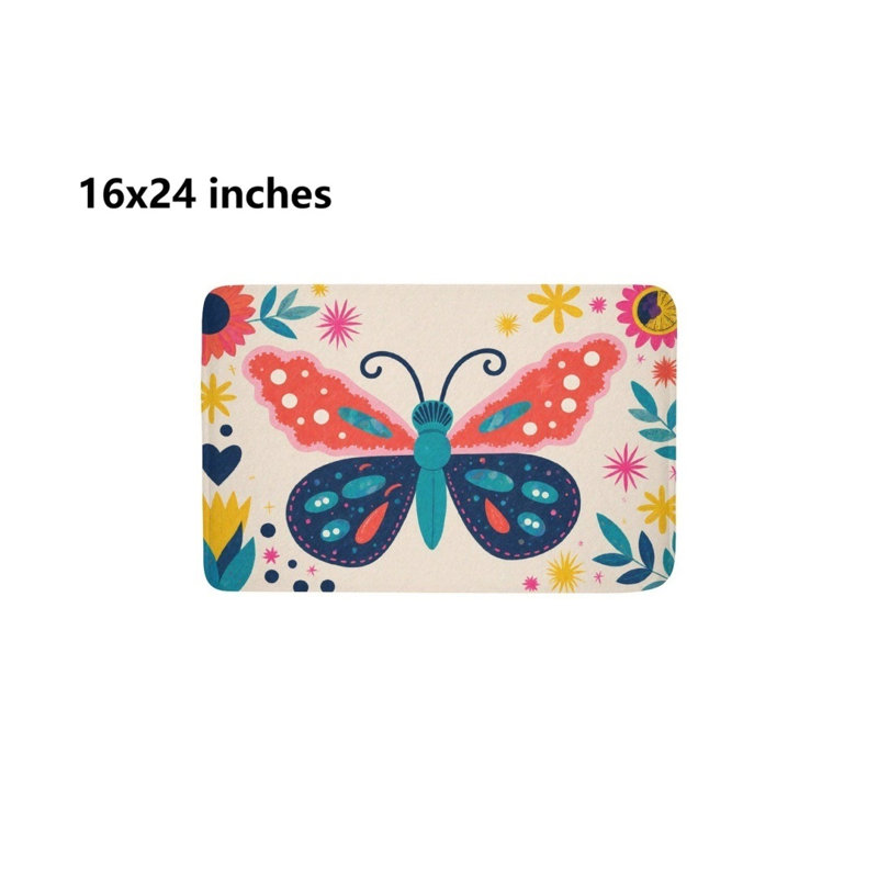 Tapis pour salle de bain Butterfly & Flower, 16 x 24