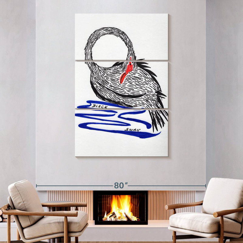 Brampt Wild Black Swan, 74" H x 48" W