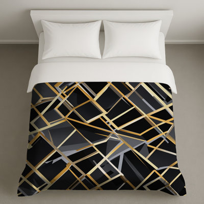 Housses de couette géométriques noires et dorées