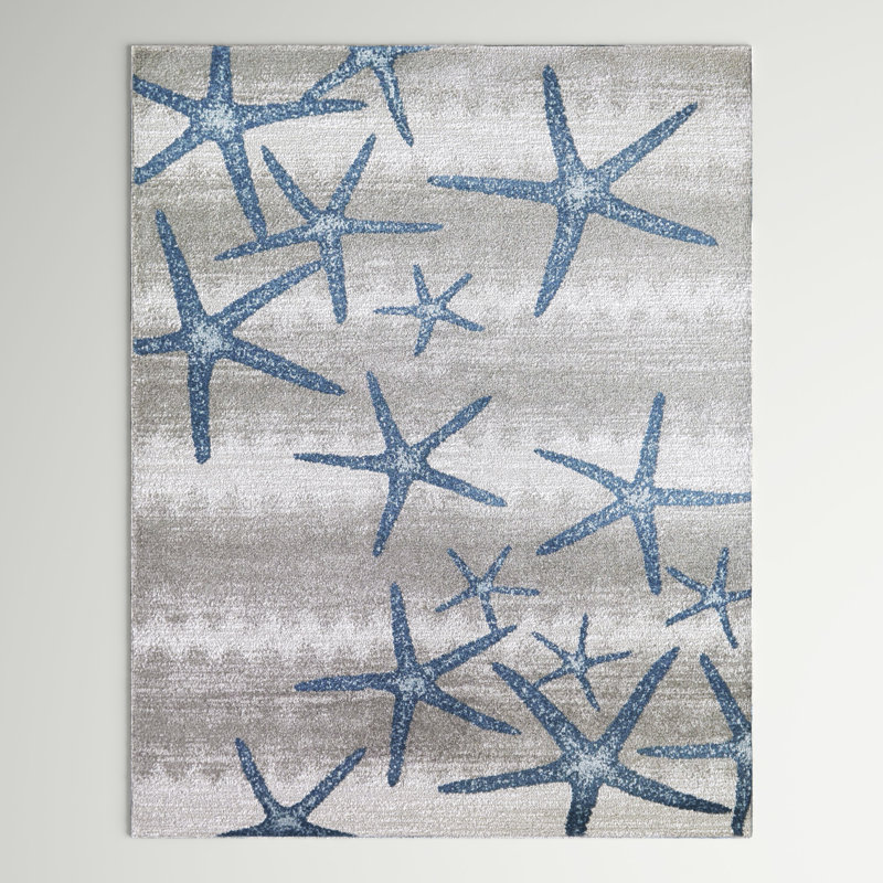 Bayshore Coastal Starfish Area Rug, Rectangle  6'7" x 9'