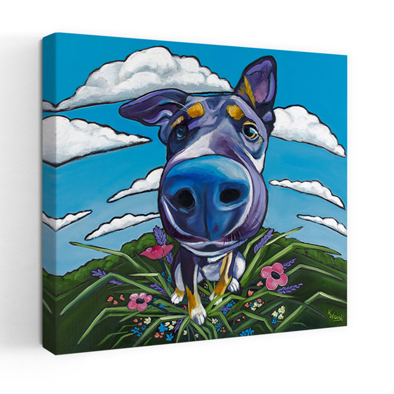 Tête dans les nuages, art contemporain pour chien, H 36 po x l 36 po