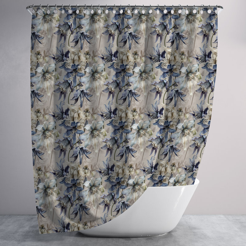 Rideau de douche simple à motif abstrait Mollifer, H 72 po x l 70 po, Floral Bine