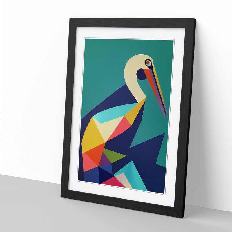 Pelican Geometric - Single Picture Frame Print, Black, 64cm H x 46cm W x 2cm D