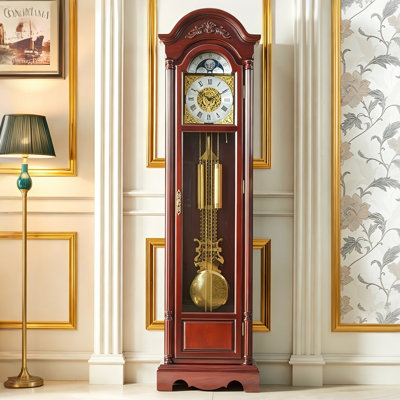 77,7 po Nouvelle horloge de plancher mécanique en bois massif de style chinois