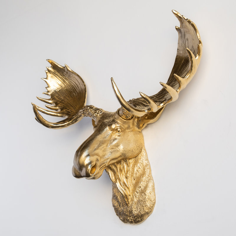 Handmade Rustic Animals Wall Decor on Resin, Gold
