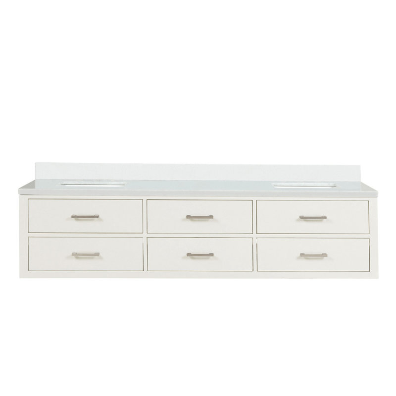 Meuble-lavabo double blanc 80 po X P 22 po D, avec plateau en marbre de culture, Blanc