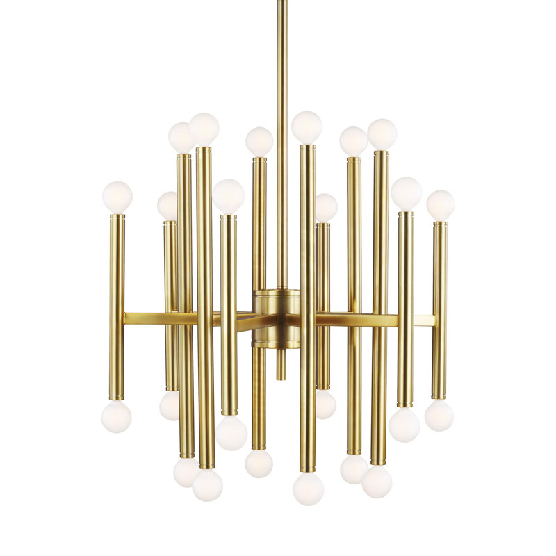 Beckham 24 - Light Chandelier, 30.25" H x 23" W x 23" D, Burnished Brass