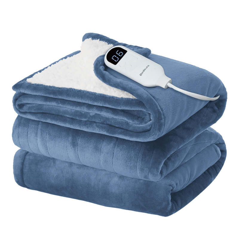 Couverture chauffante pour l'hiver, couverture électrique en flanelle douce avec 4 réglages de temps, 6 réglages de chauffage