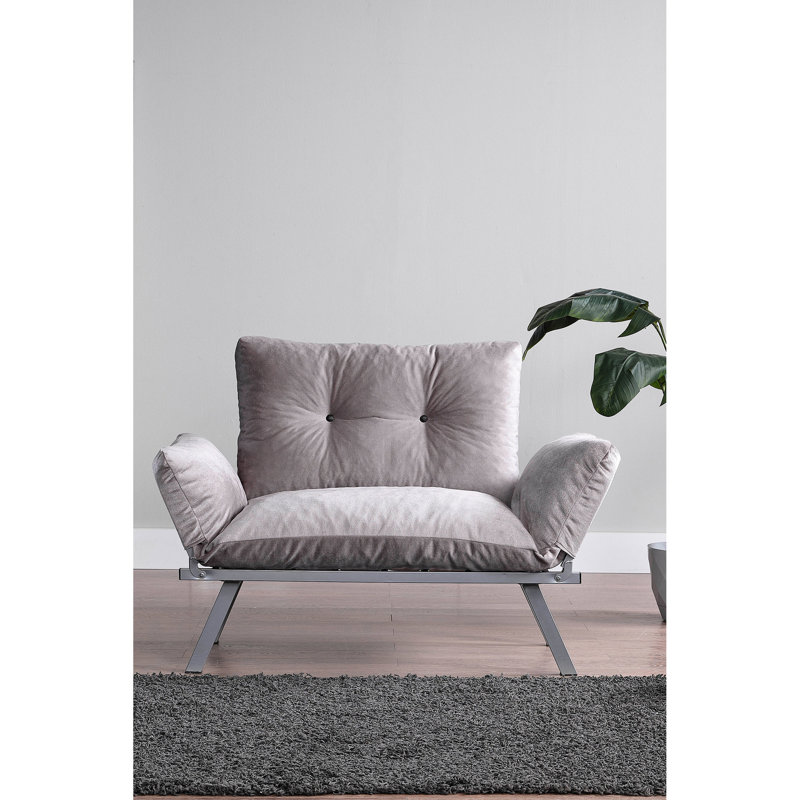 Futon Love Seat Grey Stone, Metal Structure With Chenille, 49" X 24" 35 Legged Couch, Stone Grey,