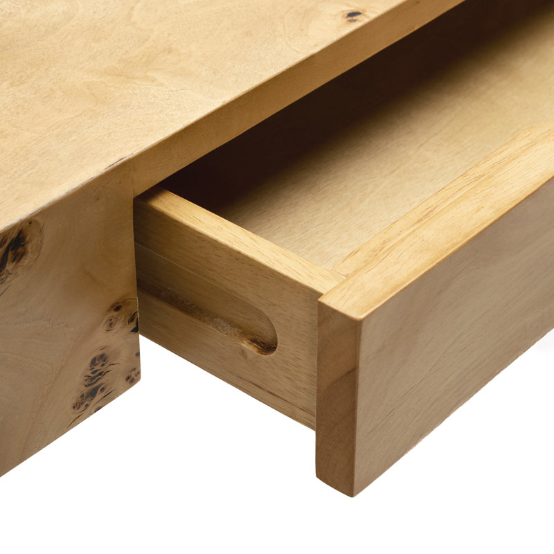 Loon Peak Jakus 49'' Maple Burl Desk Modern Vanity Table with Storage Drawers in Luxury Design