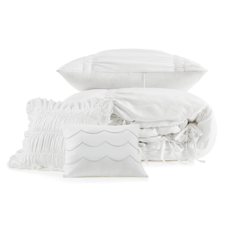 4 Pieces Twin/Twin XL Comforter Set,White, Twin/Twin XL Sheet Set + 3 Additional Pieces, White