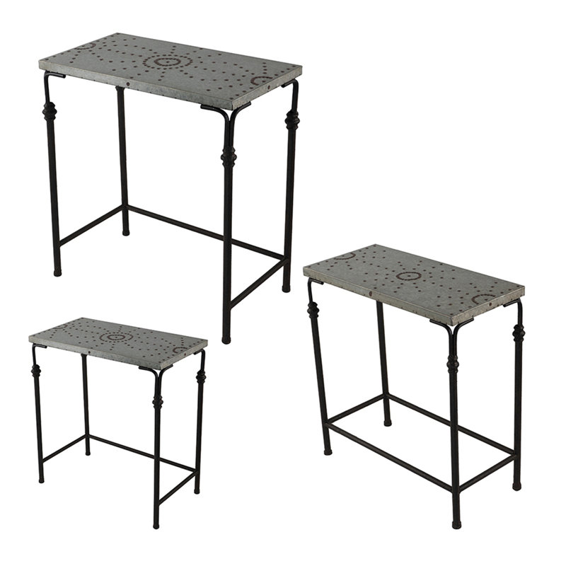 Set Of 3 The Gilbert Nesting Tables Metal Plant Stand, L:24X14x26" M:21.5X11.5X23" S:19X9x20"